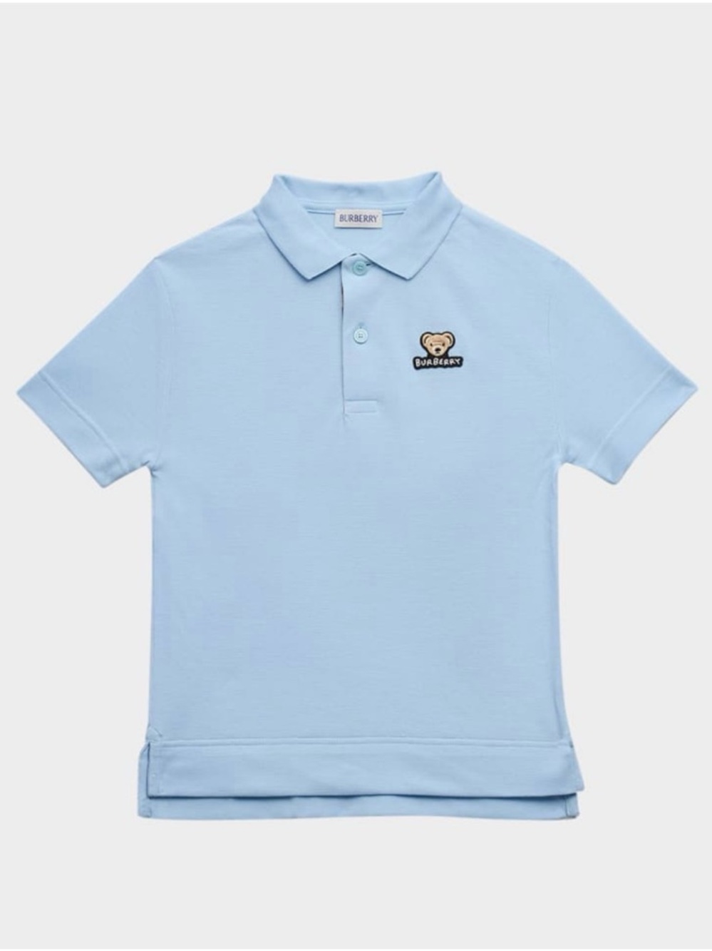 $190 Burberry Kid's Boy's Blue Johane Bear Check Short-Sleeve Polo Shirt Size 10